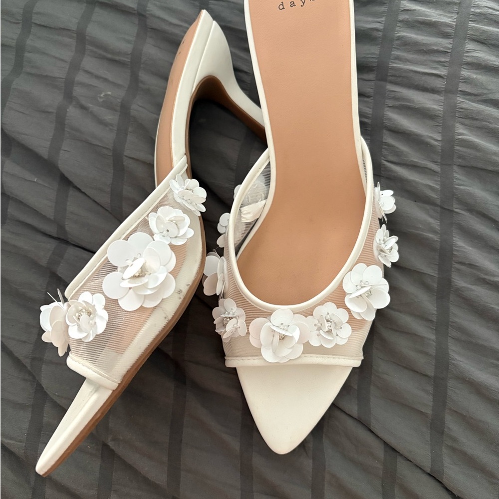 A New Day White Floral Heels
